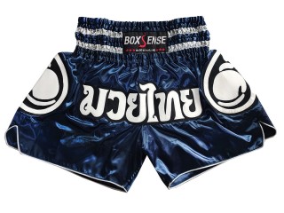 Pantalón Muay Thai Kick boxing Boxsense : BXS-101-Azul Marino
