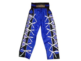 Pantalones de kickboxing personalizados : KNPANTS-005-Azul-Negro