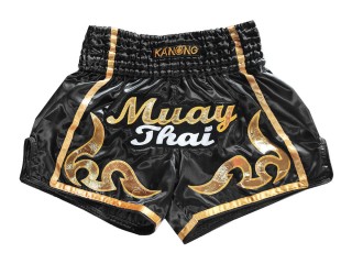 Pantalones de Muay Thai Retro Kanong : KNSRTO-232-Negro
