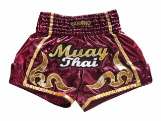 Pantalones de Muay Thai Retro Kanong : KNSRTO-232-Granate