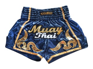 Pantalones de Muay Thai Retro Kanong : KNSRTO-232-Azul marino