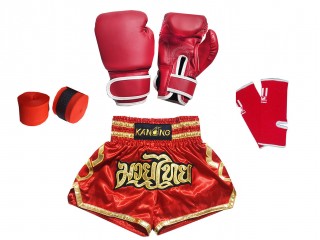 Kit de Muay Thai - Boxeo para Niños : 121-Rojo