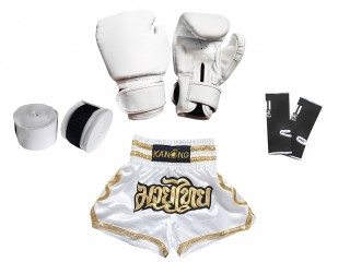 Kit de Muay Thai - Boxeo para Niños : 121-Blanco