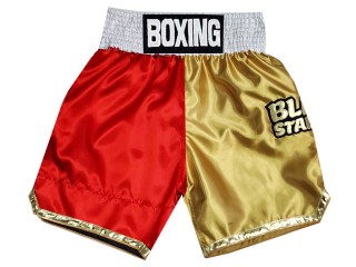 Pantalones boxeo personalizados : KNBXCUST-2052-Rojo-Dorado