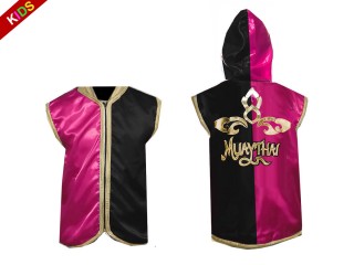 Chaqueta con capucha para niños personalizada : 121-Rosa-Negro