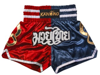 Pantalon Muay Thai Kanong : KNS-143-Rojo-Azul Marino