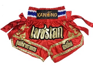 Pantalones Muay Thai Personalizados : KNSCUST-1266-Rojo