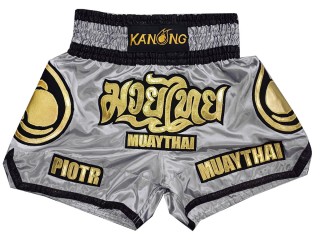 Pantalones Muay Thai Personalizados : KNSCUST-1269-Gris