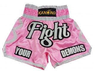 Pantalones Muay Thai Personalizados : KNSCUST-1272-Rosa