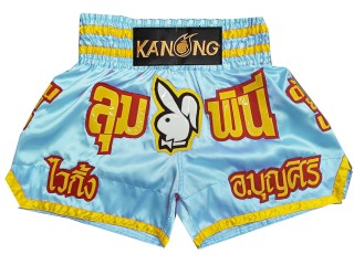 Pantalones Muay Thai Personalizados : KNSCUST-1273-Azul Claro