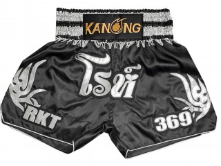 Pantalones Muay Thai Personalizados : KNSCUST-1275-Negro