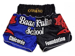 Pantalones Muay Thai Personalizados : KNSCUST-1277-Azul-Negro