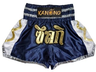 Pantalones Muay Thai Personalizados : KNSCUST-1281-Azul marino