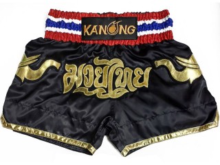 Pantalones Muay Thai Personalizados : KNSCUST-1282-Negro