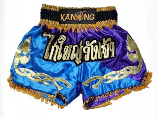 Pantalones Muay Thai Personalizados : KNSCUST-1292-Azul cielo-Púrpura