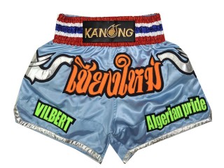 Pantalones Muay Thai Personalizados : KNSCUST-1295-Azul Claro