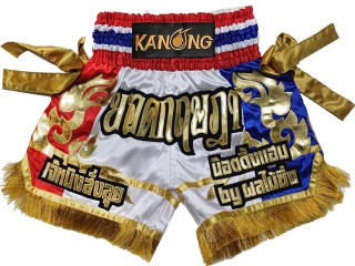 Pantalones Muay Thai Personalizados : KNSCUST-1297-Blanco