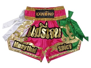 Pantalones Muay Thai Personalizados : KNSCUST-1298-Rosa