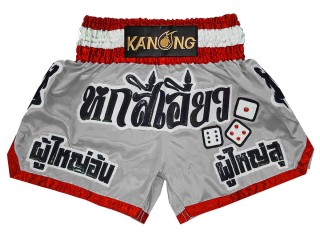 Pantalones Muay Thai Personalizados : KNSCUST-1299-Gris