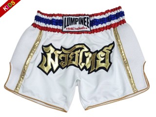 Pantalon Muay Thai Niño Lumpinee : LUMRTO-006-Blanco-K