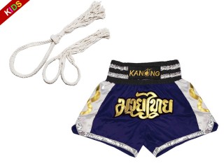 Set Mongkol Prajead con pantalones de Muay Thai de Niños : Mongkol-Boran-147-Azul Marino