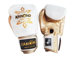 Guantes de Muay Thai Kanong : Thai Power Blanco/Oro