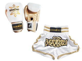 Guantes Muay Thai y Pantalones Muay Thai Personalizado : 121 Blanco