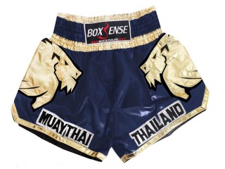 Niños Pantalones de Muay Thai de Boxsense : BXS-303-Azul marino