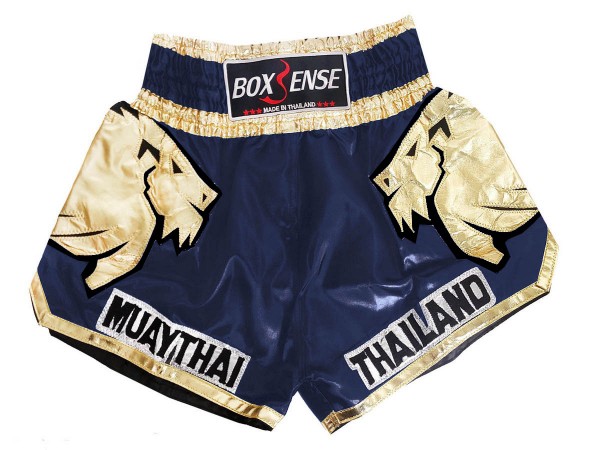 Pantalones Muay Thai Boxsense : BXS-303-Azul marino