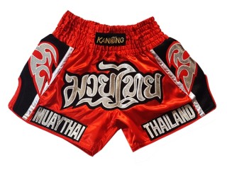 Pantalones Muay Thai Retro Kanong : KNSRTO-207-Rojo