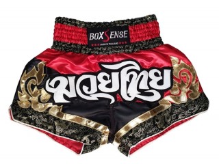 Niños Pantalones de Muay Thai de Boxsense : BXS-086-Rojo