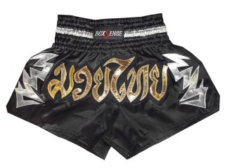 Niños Pantalones de Muay Thai de Boxsense : BXSKID-010-Negro