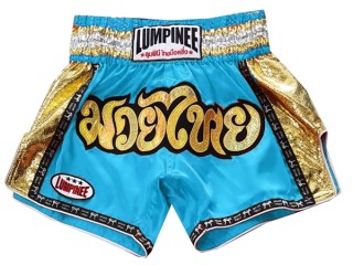 Pantalón Muay Thai Kick boxing Lumpinee : LUM-045-Cielo azul