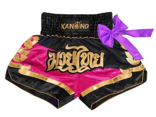 Short de Muay Thai Kanong  : KNS-130-Negro-Rosado