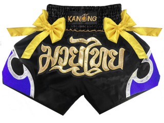 Short de  Muay Thai Kanong  : KNS-131-Negro-Azul