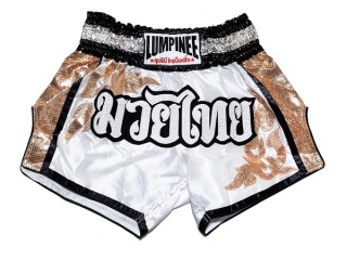 Pantalón Muay Thai Kick boxing Lumpinee : LUM-043-Blanco