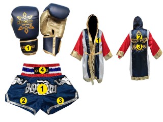 Set personalizado de guantes de boxeo, pantalones y bata de Muay Thai
