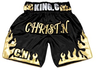 Pantalones boxeo personalizados : KNBXCUST-2070-Negro