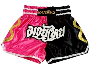 Pantalon Muay Thai Kanong : KNS-14 3-Rosa-Negro