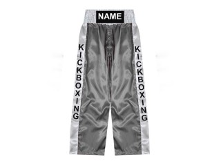 Pantalones de kickboxing personalizados : KNPANTS-001-Plata