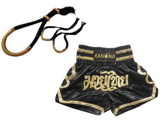 Conjunto Mongkol Prajead con pantalones de Muay Thai : 121-Negro