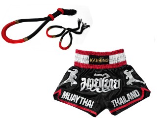 Conjunto Mongkol Prajead con pantalones de Muay Thai : 133-Negro