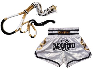 Conjunto Mongkol Prajead con pantalones de Muay Thai : 143-Blanco