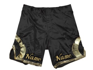 Personalice los pantalones cortos de MMA y agregue nombre o logotipo: Negro