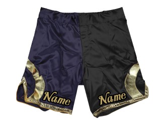 Personalice los pantalones cortos de MMA y agregue nombre o logotipo: Azul marino-Negro