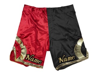 Personaliza pantalones cortos de MMA y agrega nombre o logotipo: Rojo-Negro