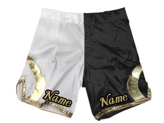 Personaliza pantalones cortos de MMA y agrega nombre o logotipo: Blanco-Negro