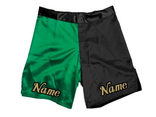 Pantalones cortos de MMA personalizados con nombre o logotipo: Verde-Negro