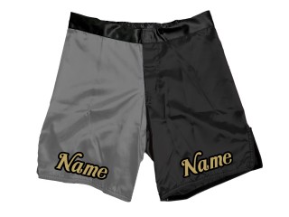 Shorts MMA personalizados con nombre o logo : Gris-Negro