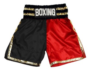 Pantalon de boxeo personalizado : KNBSH-039-Negro-Rojo